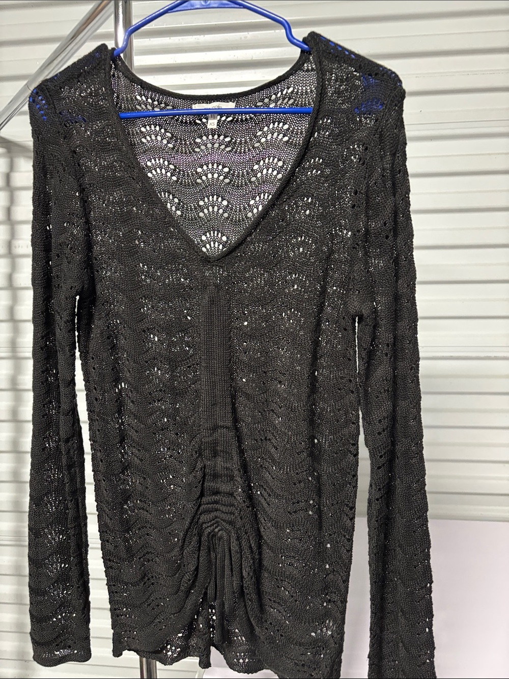 Maurices Black Open-Knit V-Neck Sweater